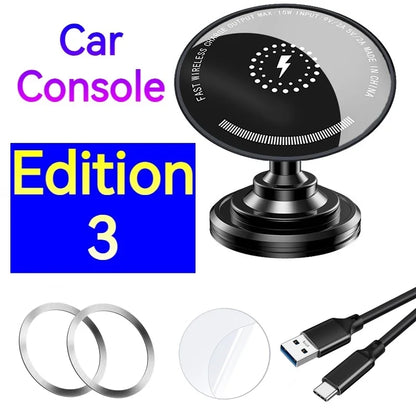 15W Car Magnetic Wireless Charger Holder with Metal Body - Fits Vent