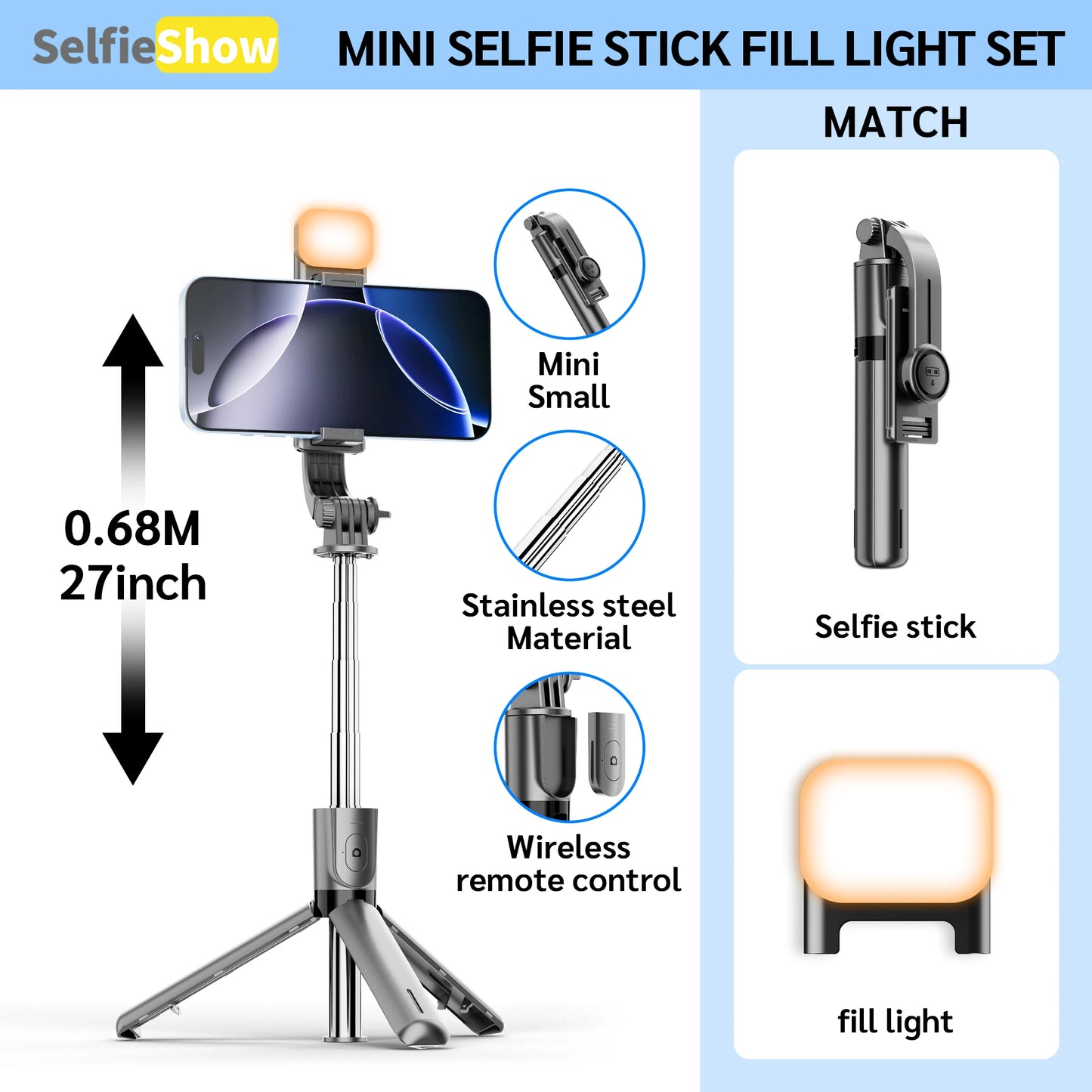 F01 Selfie Stick Portable Tripod Phone Stand