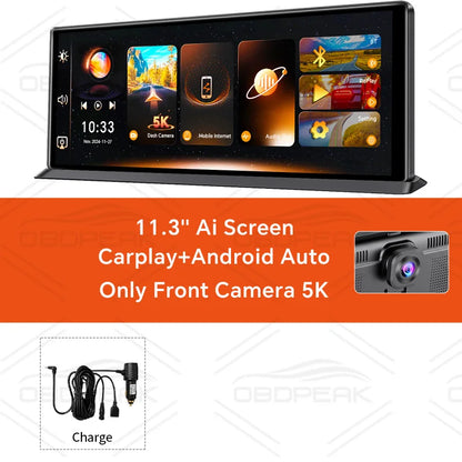 OBDPEAK K8 Pro Front 5K Rear 1080P Dash Cam Camera