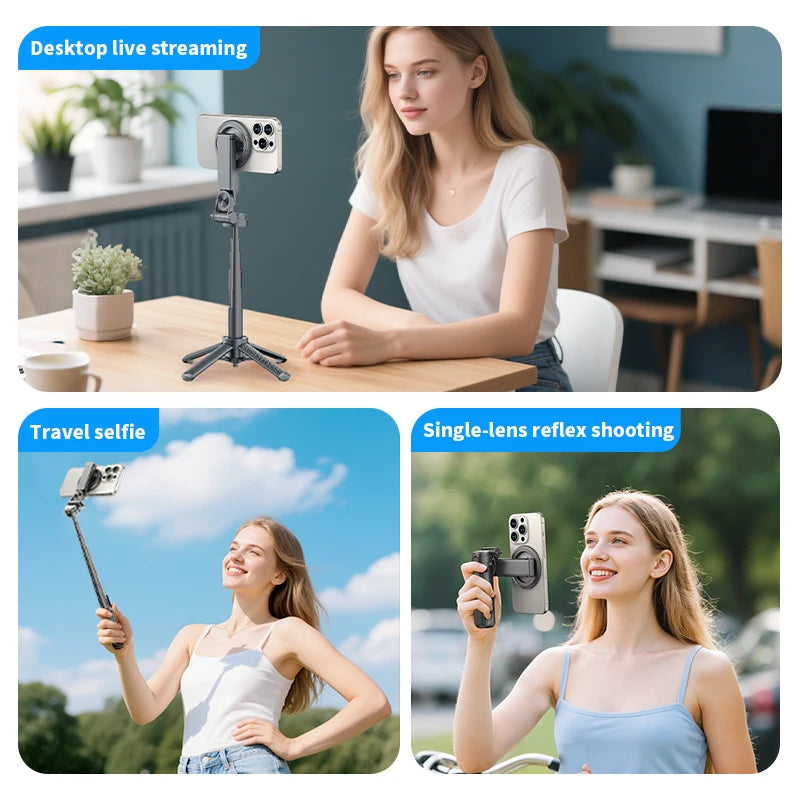 Magnetic Phone Holder 360° Rotation Pocket Selfie Stick Tripod