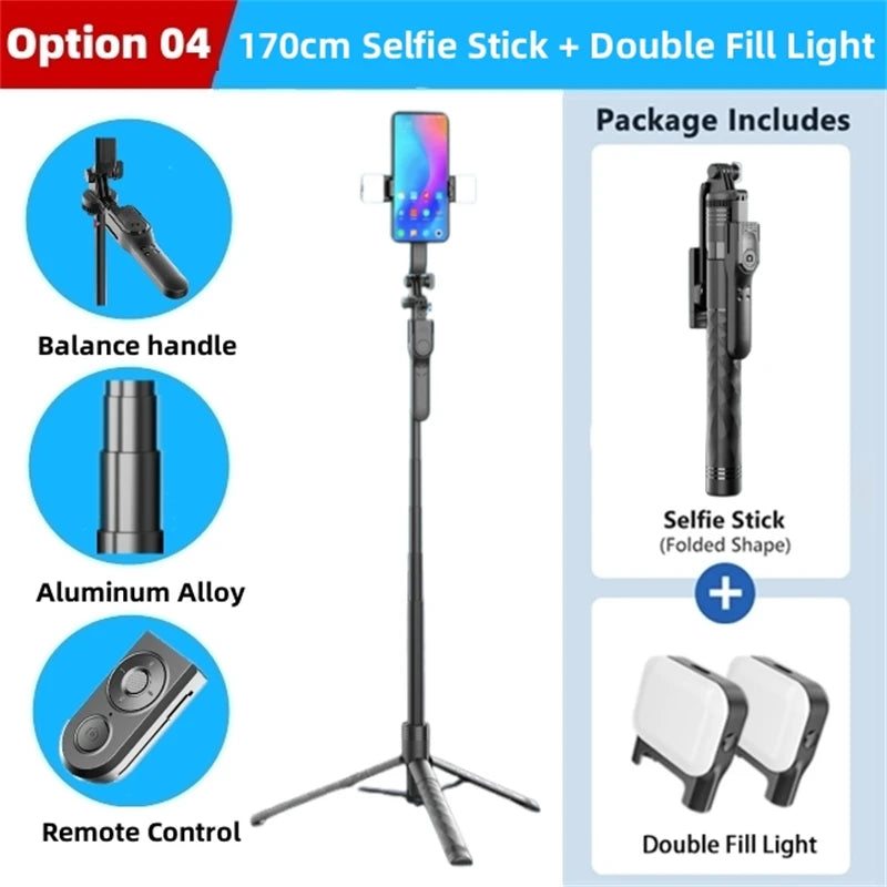FANGTUOSI 1750mm Wireless Selfie Stick Tripod Stand