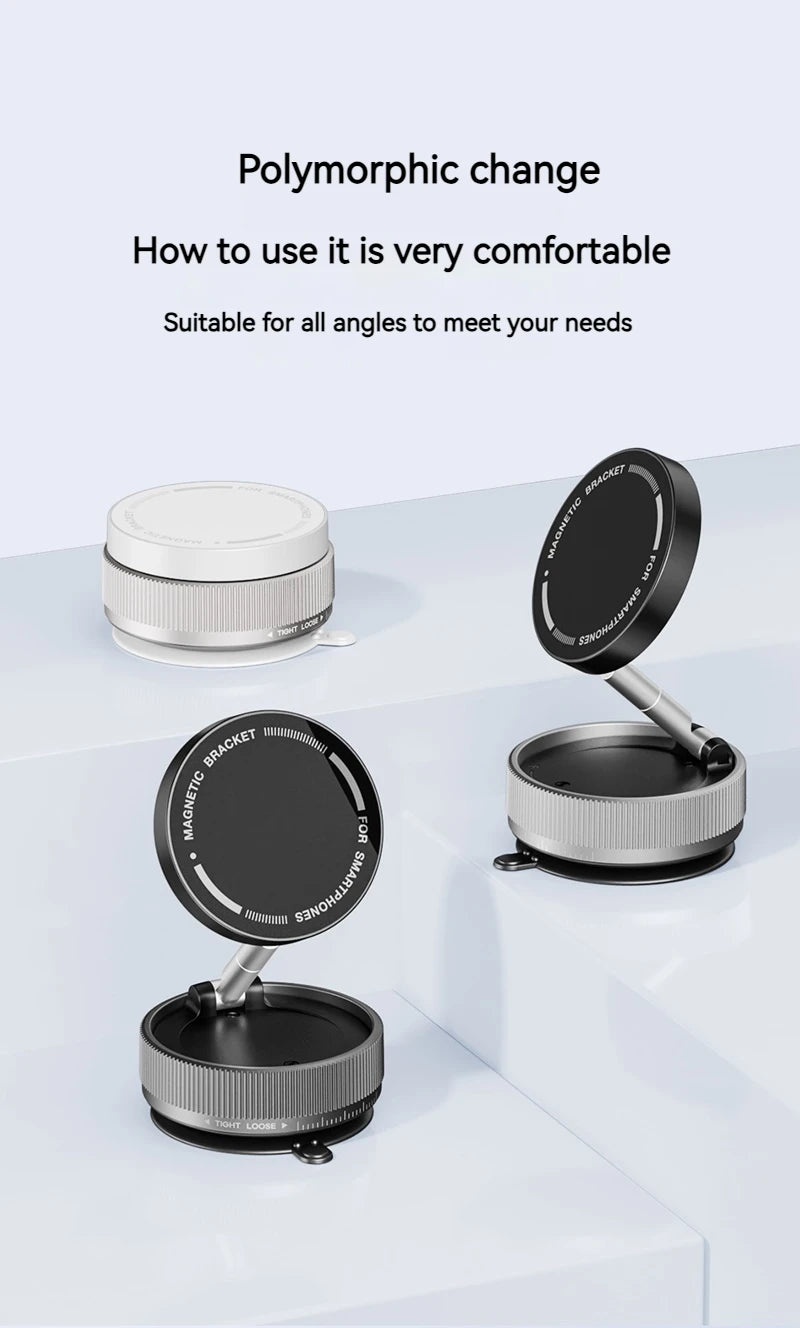 Vacuum Suction Magnetic Car Phone Holder Foldable Mirror