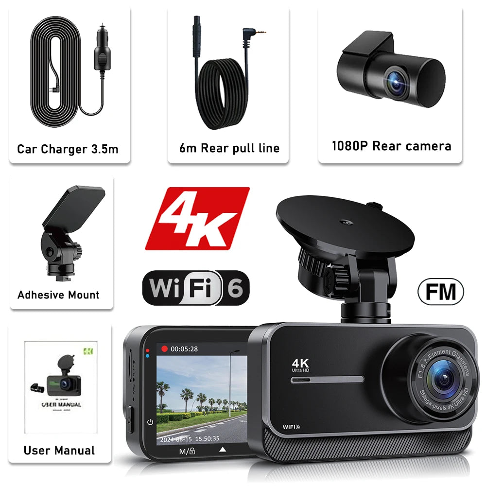 4K Dash Cam for Cars Car Camera Dash Cam WIFI Camera