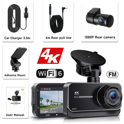 4K Dash Cam for Cars Car Camera Dash Cam WIFI Camera