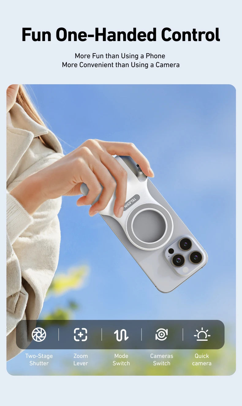 Fun Shot Magnetic Grip, Ergonomic Style Phone Camera Grip