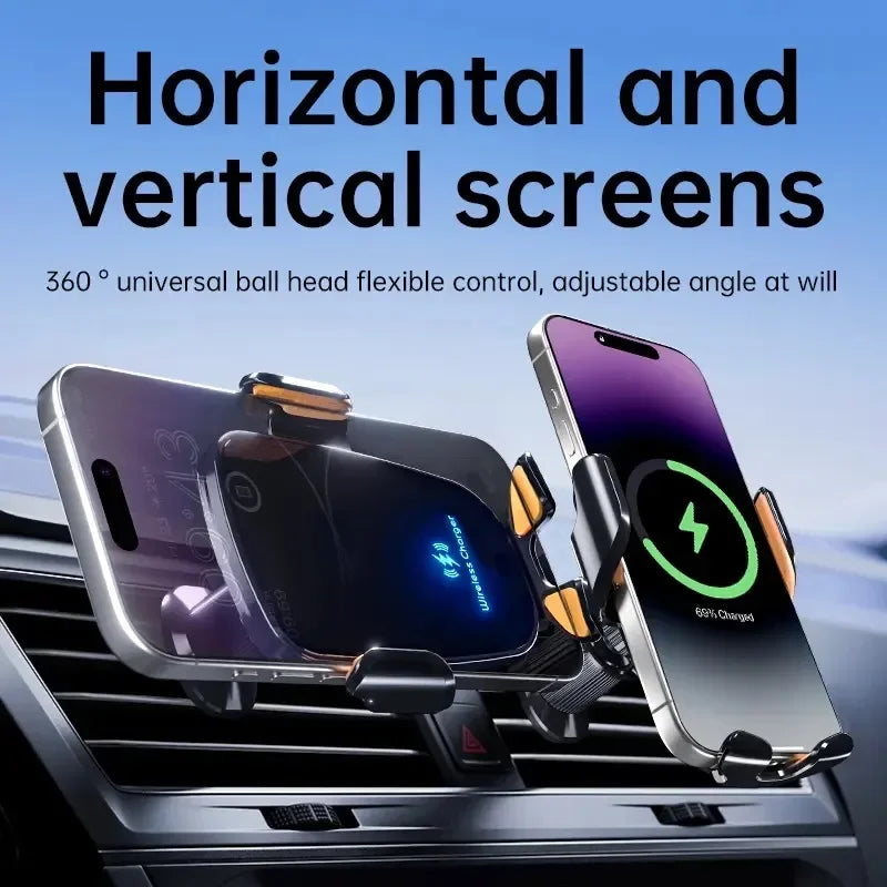 Wireless Car Charger Fast Charge Manual Clamping Air Vent