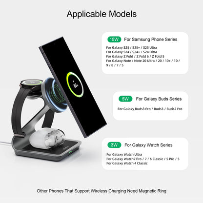 3 in 1 Wireless Charger Metal Stand for Samsung