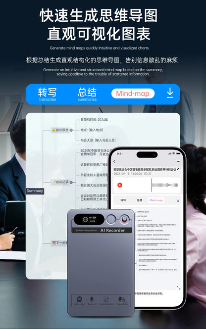 AI Voice Recorder Min Magnetic Powerd ChatGPT-4 App Translator