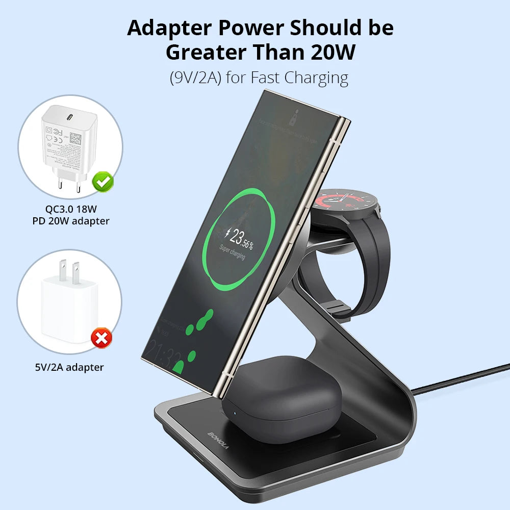 Bonola Magnetic 3 in 1 Wireless Charger Station