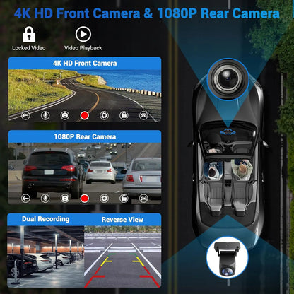 10/11.26 Inch 4K DVR Wireless CarPlay & Android Auto Dash Cam