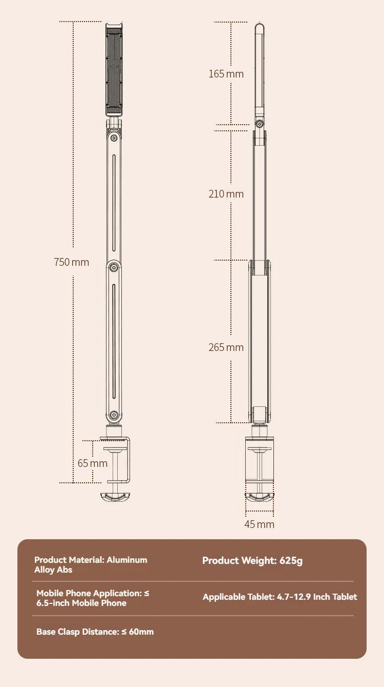 Phone Stand Long Arm Rotatable Tablet Holder