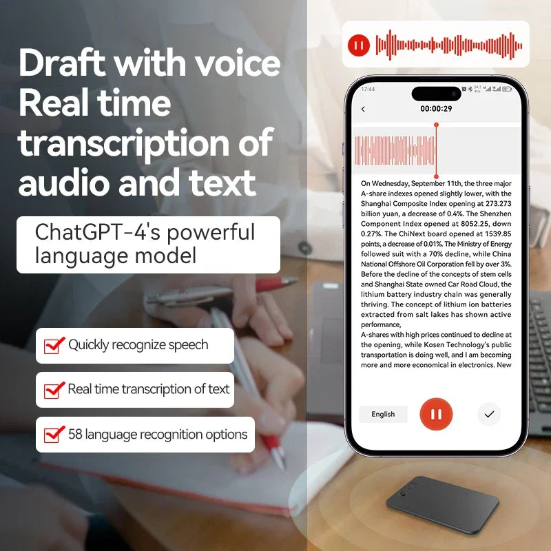 8-128GB AI ChatGPT-4 Intelligent Voice Recorder Audio App Device