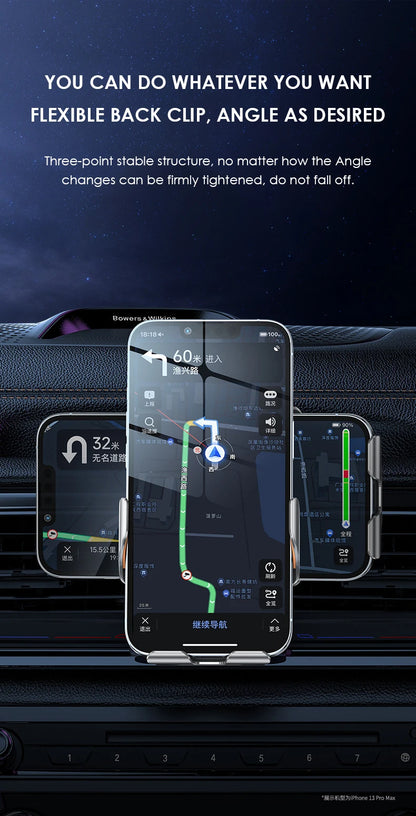 Wireless Car Charger Air Vent Auto Clamping Super Fast Charging