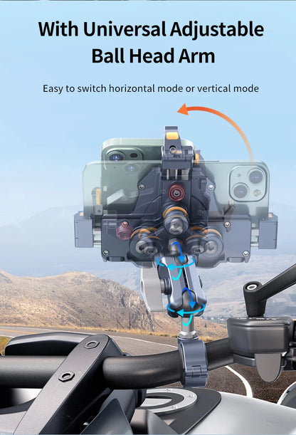 Universal  Motorcycle Phone Holder Alloy Anti-Shake 360° Adjustable