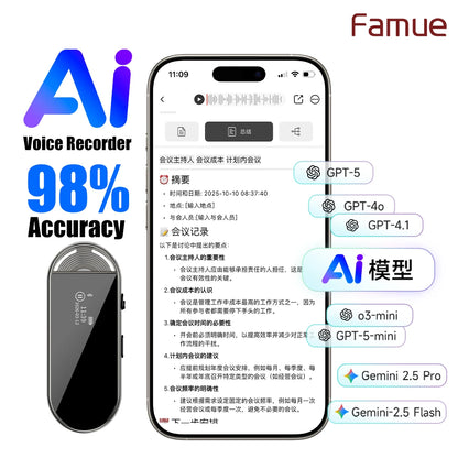 Upgraded AI Voice Recorder, 72 Languages, 99.91% Accuracy