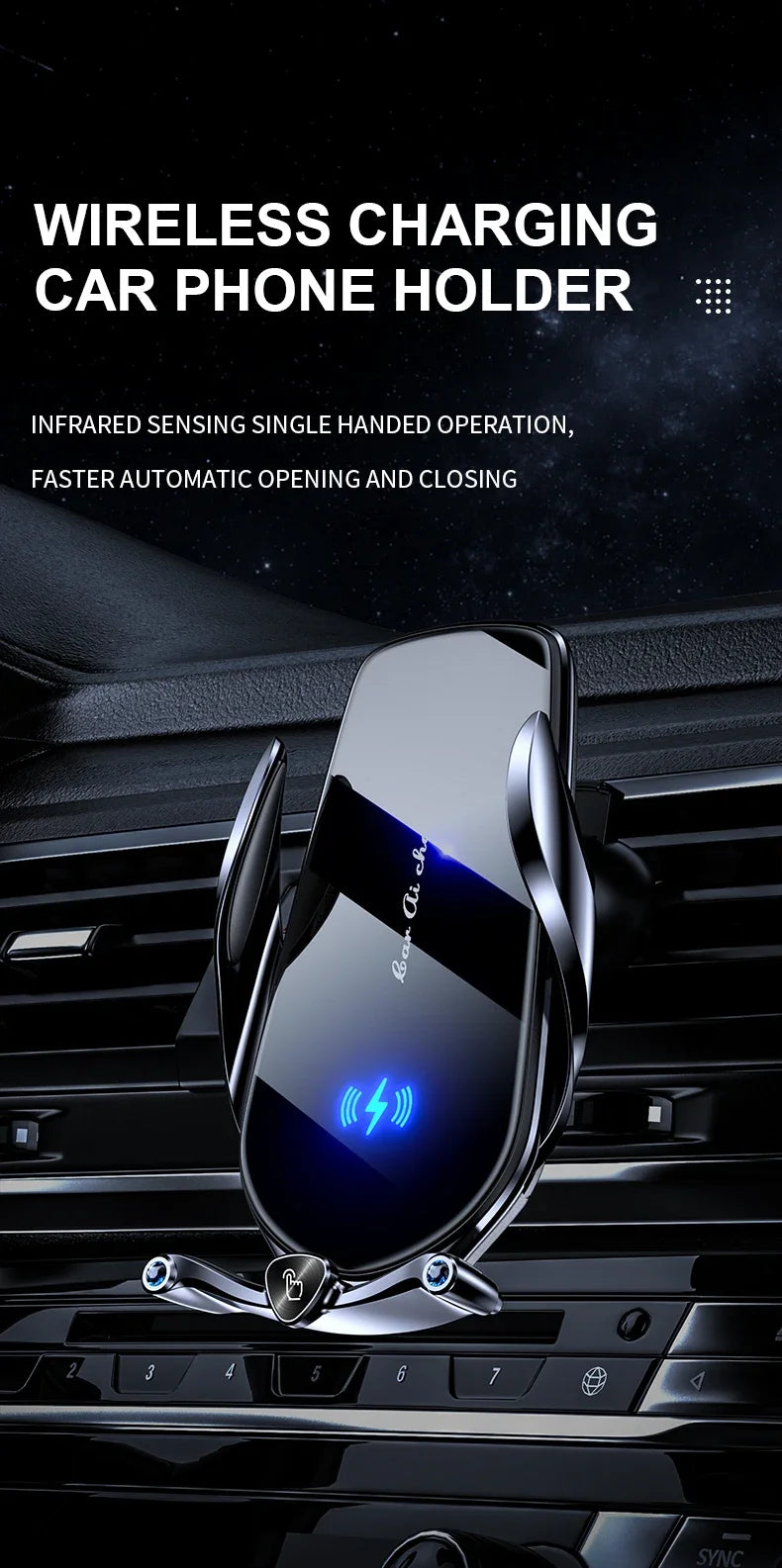 Car Phone Holder 15W Wireless Fast Charger Magnetic Charger