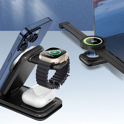 15W 4 in 1 QI2 Magnetic Folding Wireless Charger Fast Charging