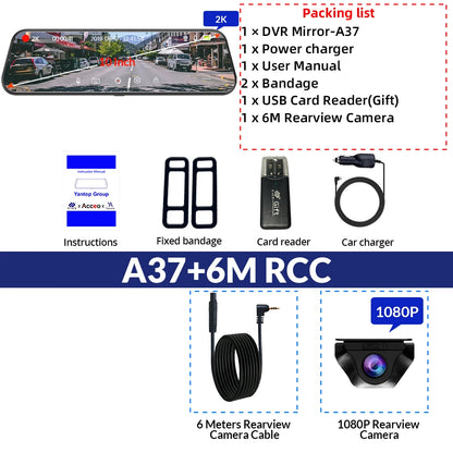 E-ACE 2K Car DVR WIFI GPS Stream Media Mirror Optional