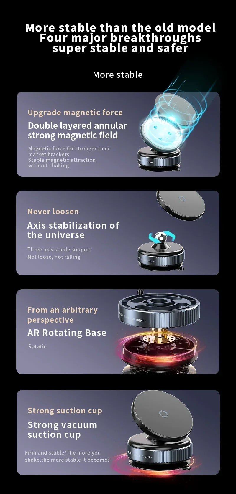 Magnetic Car Mount Mobile Phone Holder Vacuum Adsorption