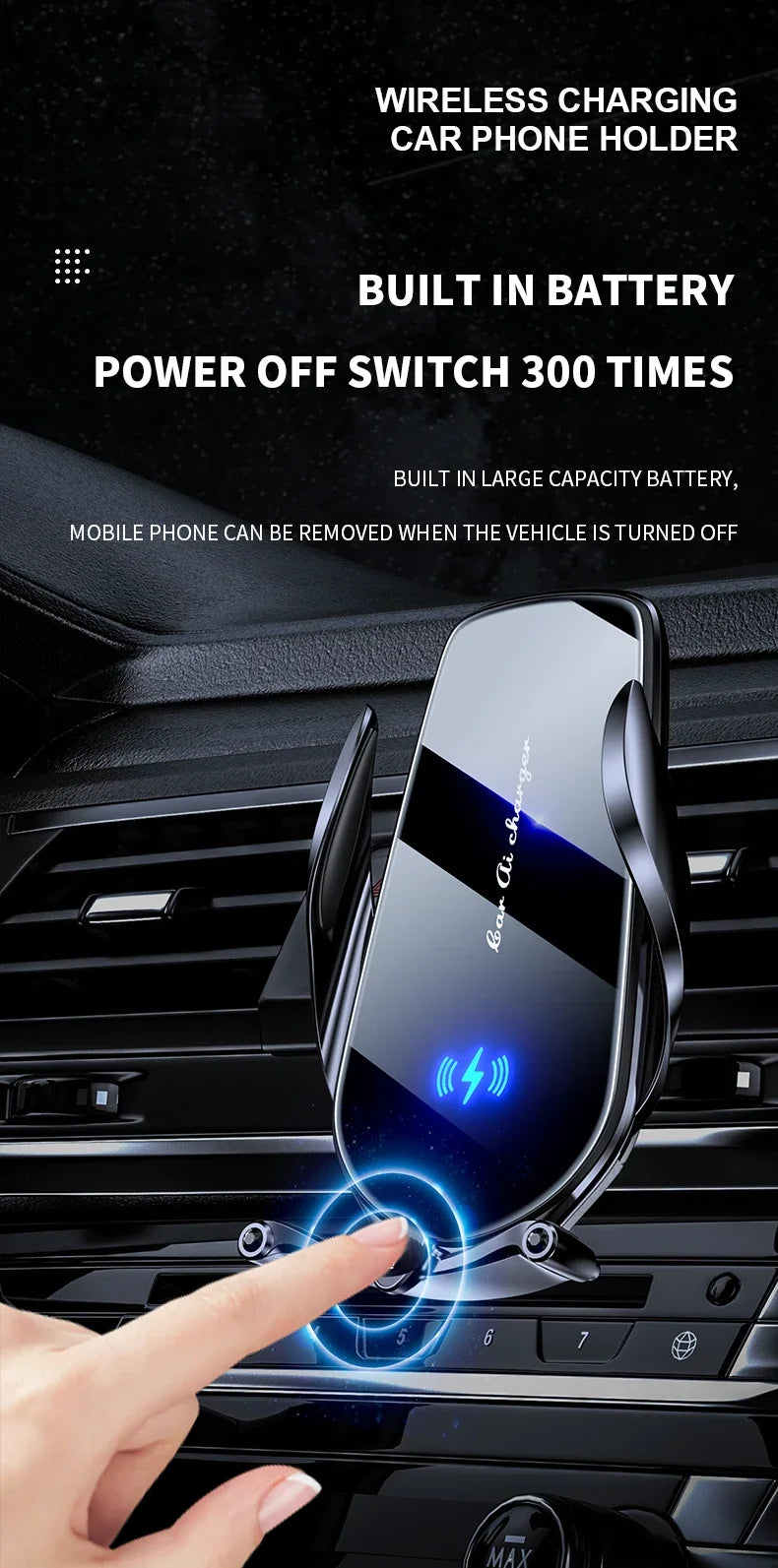 Car Phone Holder 15W Wireless Fast Charger Magnetic Charger