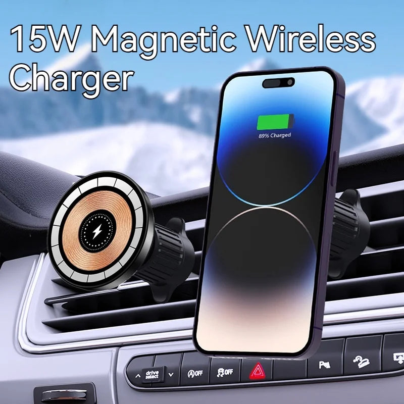 15W Car Magnetic Wireless Charger Holder with Metal Body