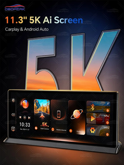 OBDPEAK K8 Pro Front 5K Rear 1080P Dash Cam Camera