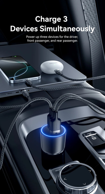 Vention 165W USB C Car Charger 3-Port Charging Adapter