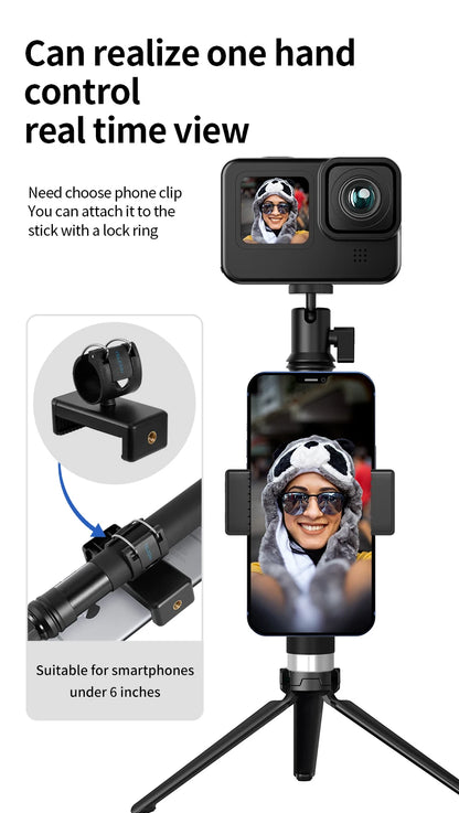 TELESIN For GoPro Selfie Stick Foldable Tripod Phone Holder