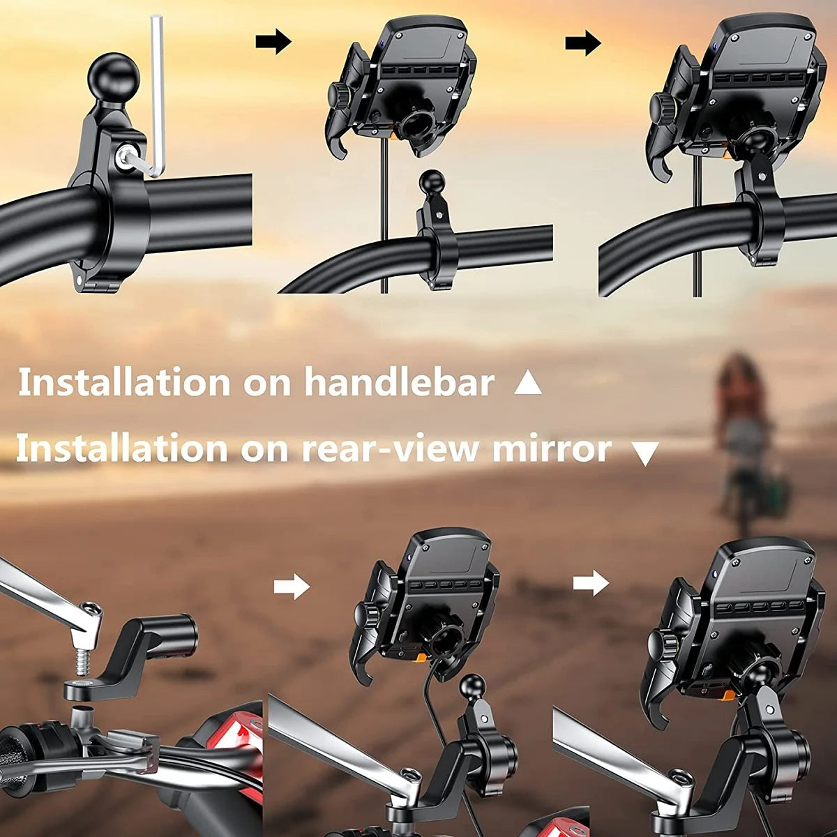 Motorcycle Phone Holder Wireless Charging Cradle 3.0 Quick Charger