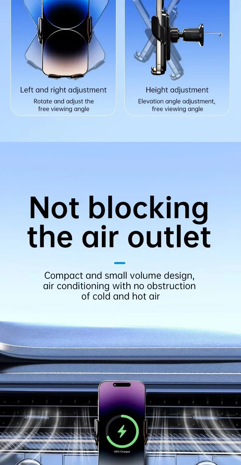 Wireless Car Charger Air Vent Fast Charging Phone Holder