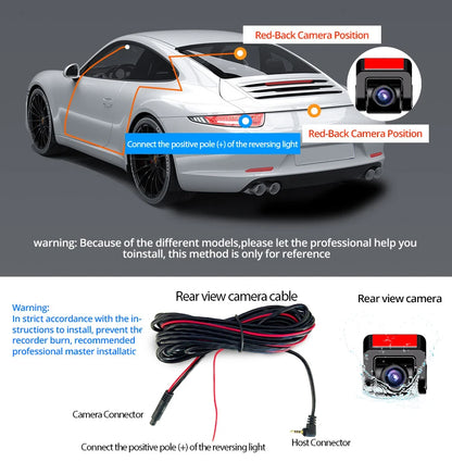E-ACE Dash Cam 4K 3 Inch Mini Car Dvr Dual Lens