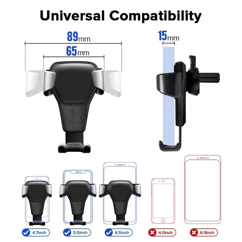Gravity Car Holder For Phone Air Vent Clip Mount Mobile Cell Stand