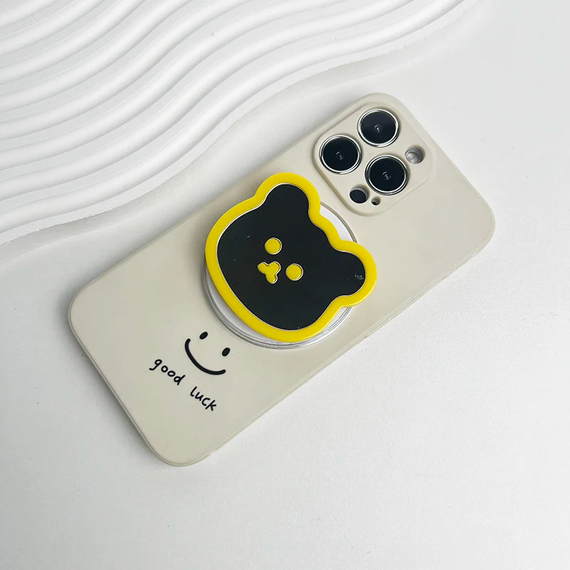Cute Bear Mirror Magnetic Socket Grip Phone Holder
