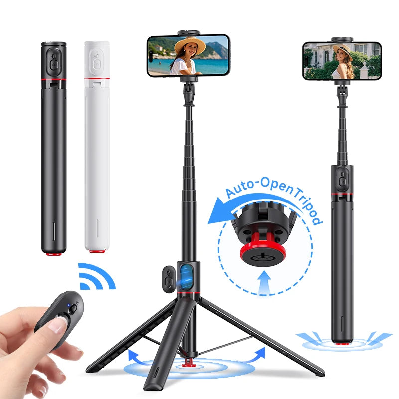 Bluetooth Selfie Stick Tripod Auto Pop-Up Foldable Holder