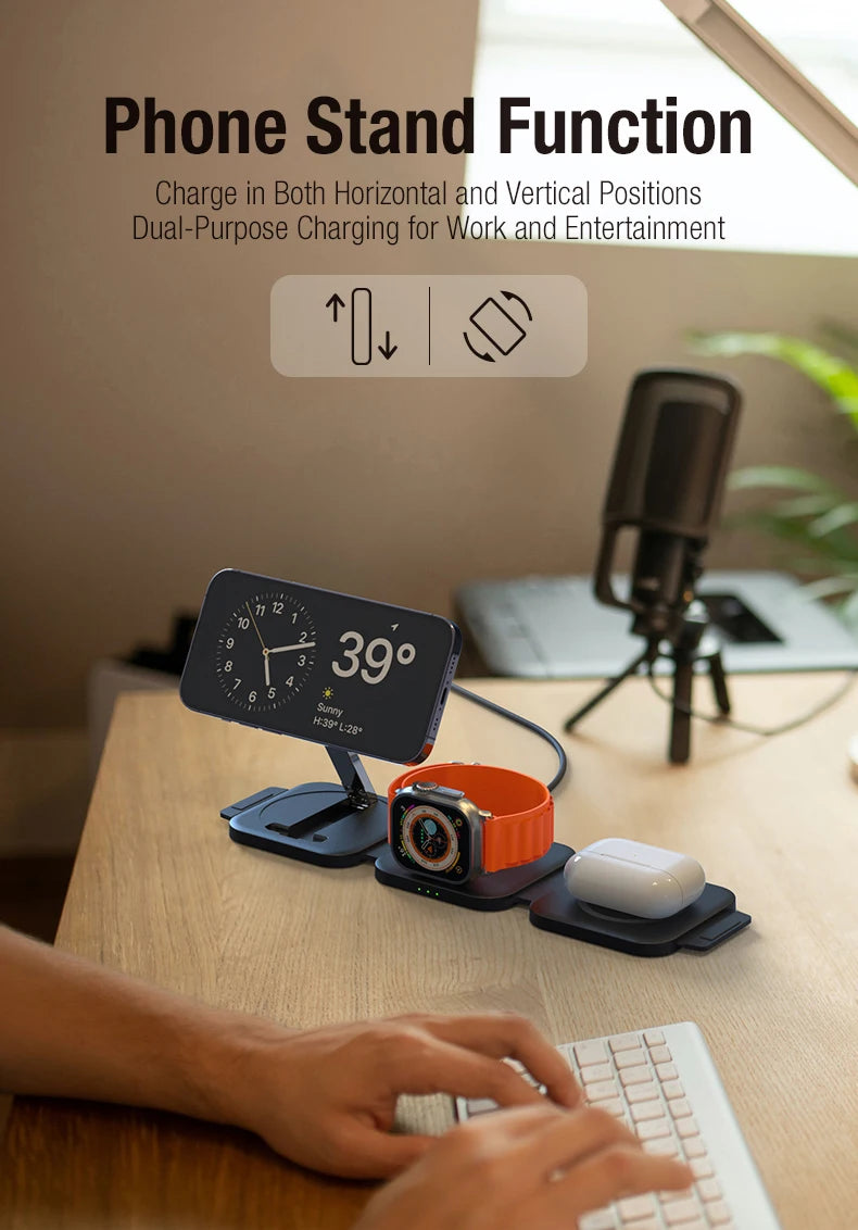 3 in 1 Wireless Charger Magnetic For iPhone Fast Charging