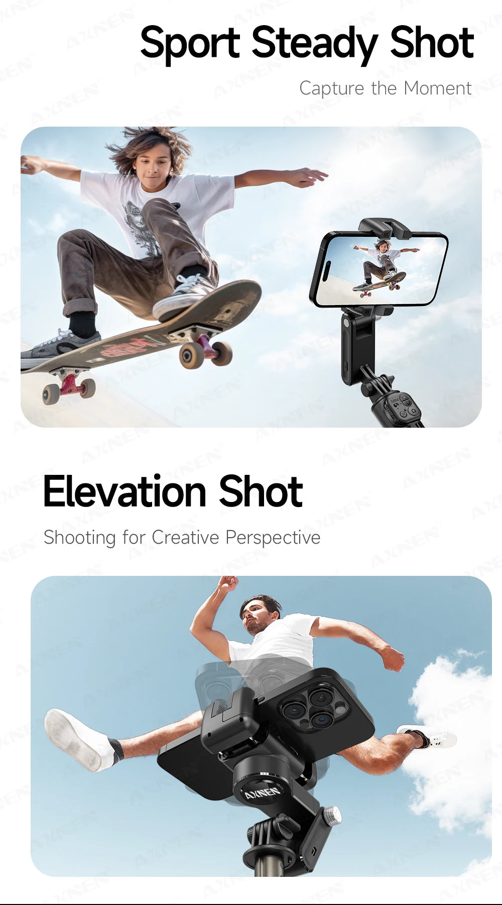AXNEN AI Desktop Gimbal Tripod Extendable Selfie Stick