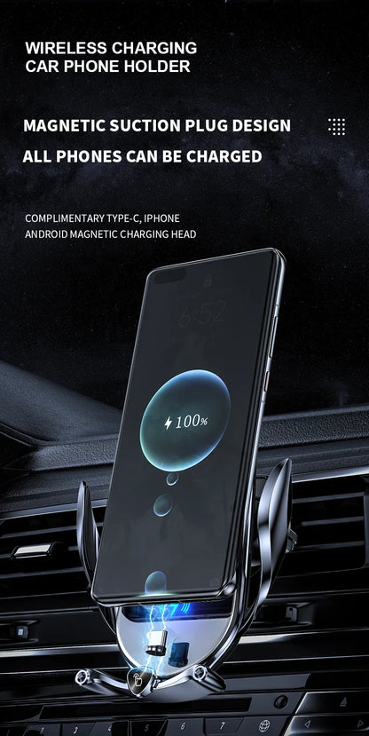 Car Phone Holder 15W Wireless Fast Charger Magnetic Charger
