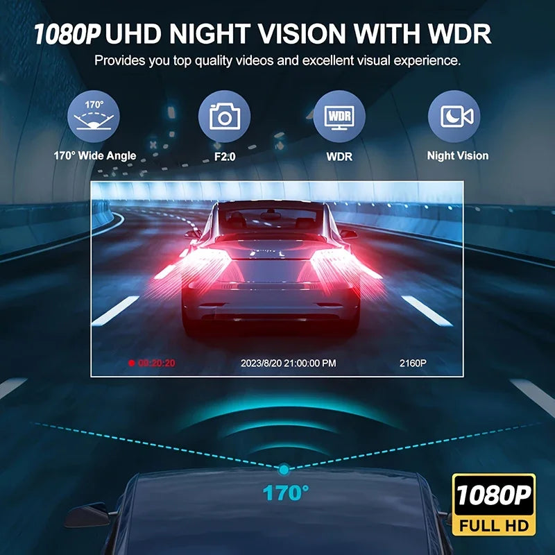 Dash Cam 2/3 Channel Car Black Box WiFi DVR HD 1080P