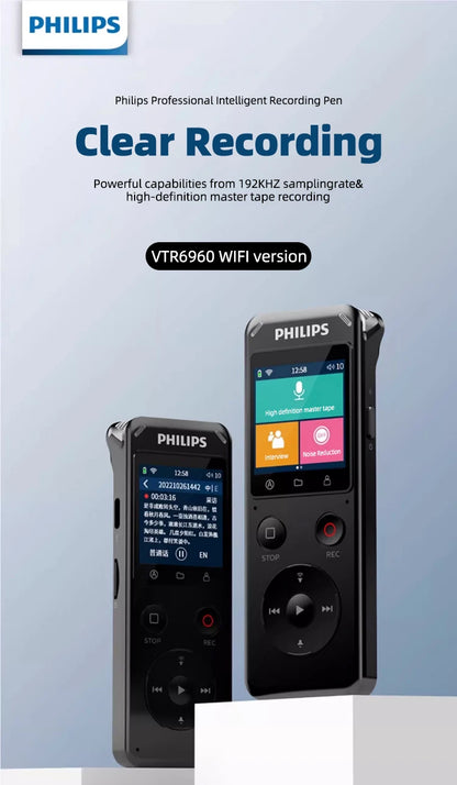 Philips VTR6960 100% Original  Voice Recorder 192K HD Recording