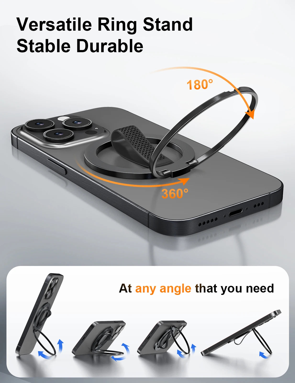 Magnetic Ring Phone Holder with Silicone Cord