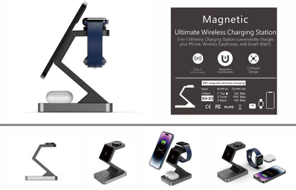 Three In One Magnetic Wireless Charger Phone Holder