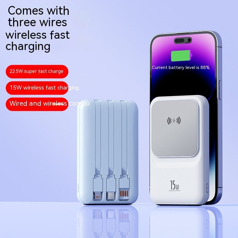 Magnetic Wireless Charger Power Bank With Cable Super Fast Charge