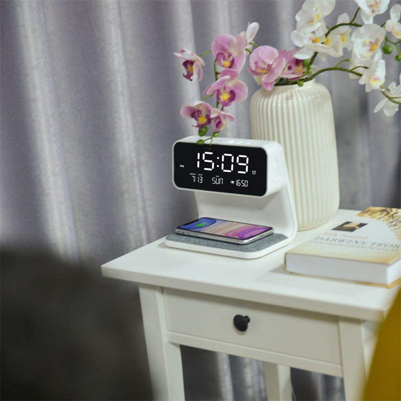 Creative 3 In 1 Bedside Lamp Wireless Charging LCD Screen