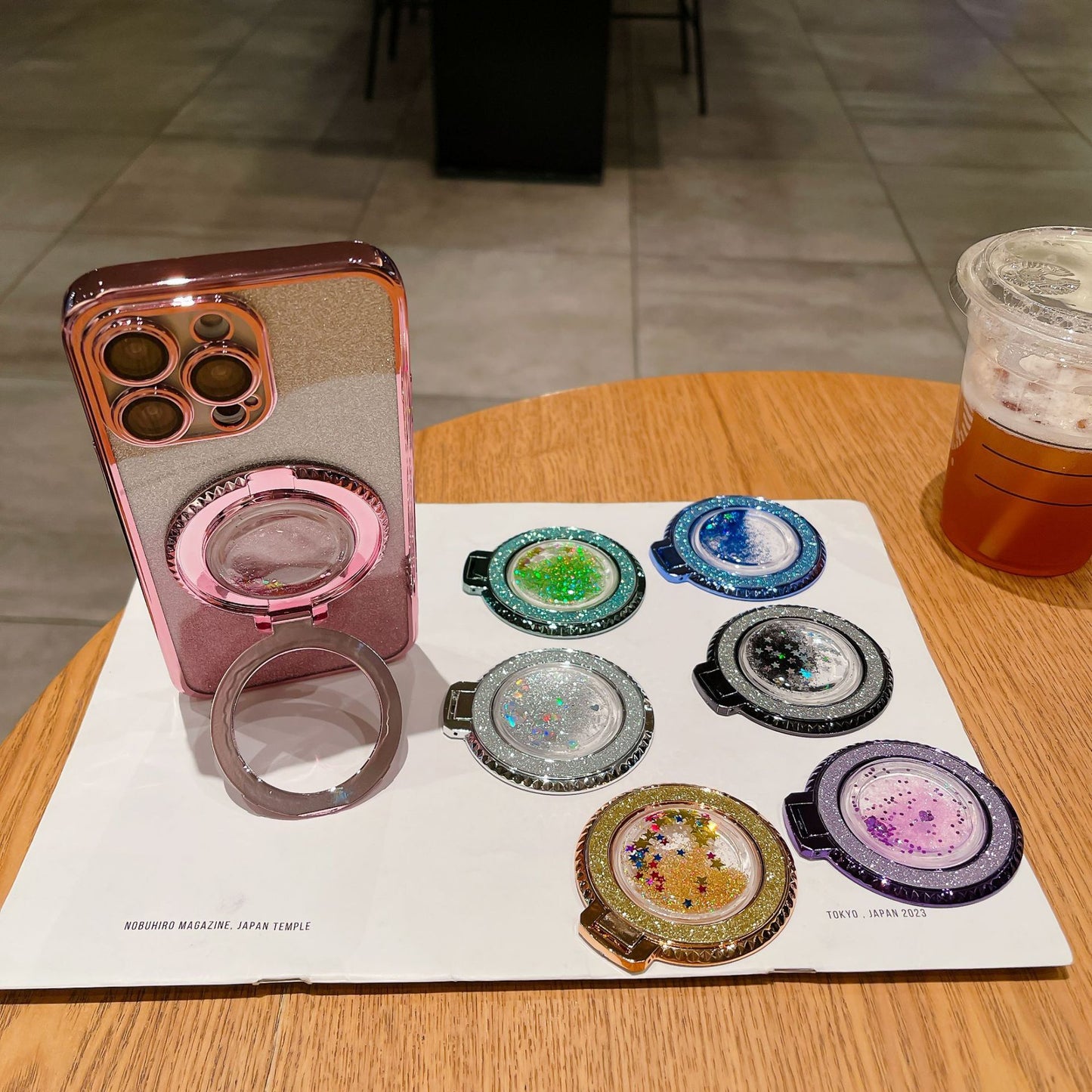 Creative Quicksand Back Sticker Fastened Ring Mobile Phone Holder