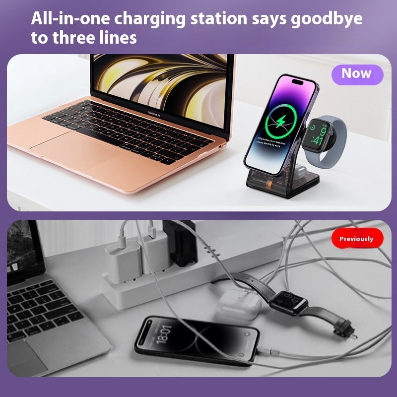 Transparent Three-in-one Wireless Charger Electrical Magnetic Stand