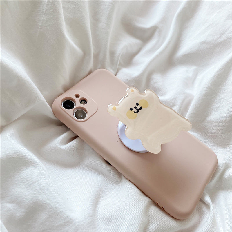 Little Bear Cute Stand Liquid Silicone Phone Case