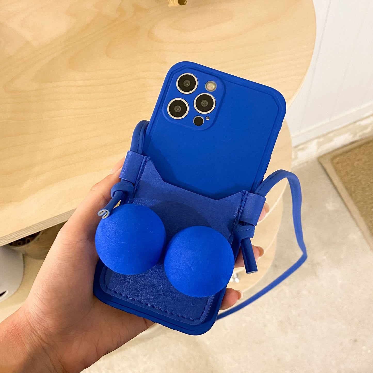 Blue Decompression Soft Ball Applicable Card Bag Mobile Phone Case