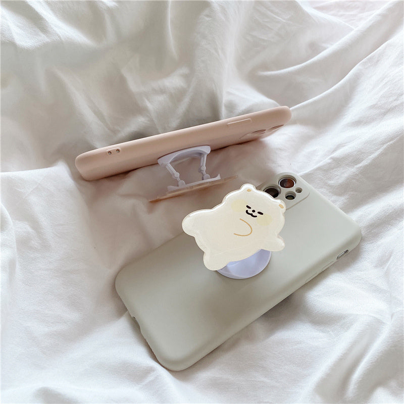 Little Bear Cute Stand Liquid Silicone Phone Case