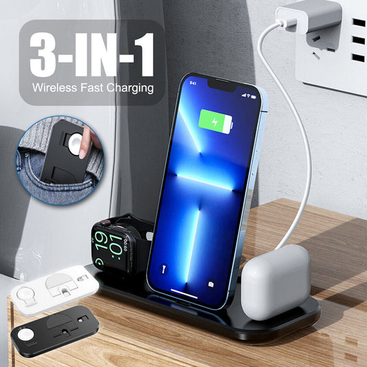 3 In1 Wireless Charger Dock Charging Stand For Watch Mobile Phone