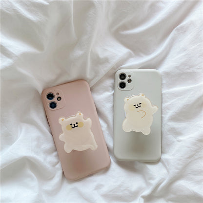 Little Bear Cute Stand Liquid Silicone Phone Case